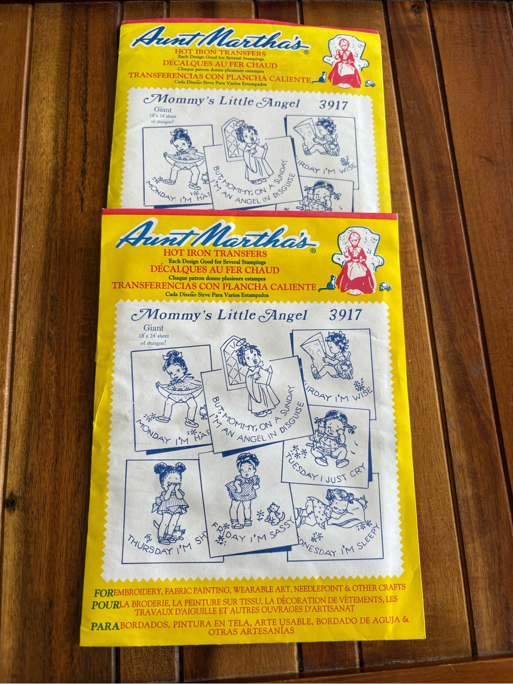 Vtg aunt Martha’s 3917 Mommy's Little Angel Hot Iron embroidery Transfers